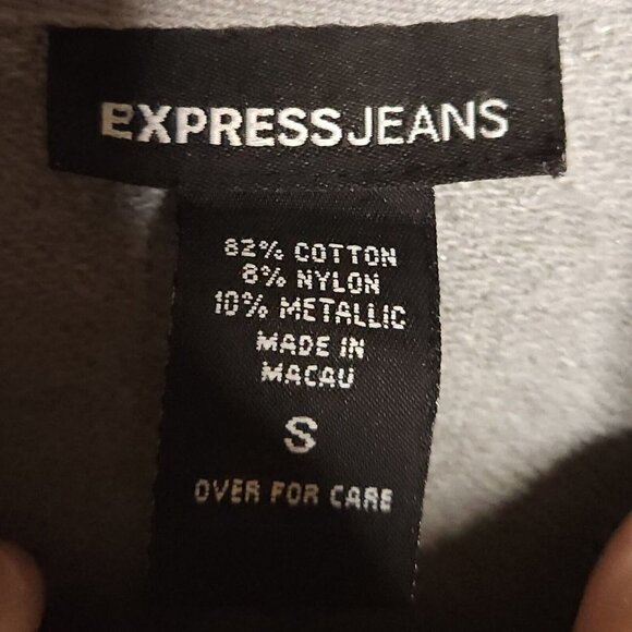 Express Silver Hooded Full Zip Sweatshirt Small - Picture 4 of 5